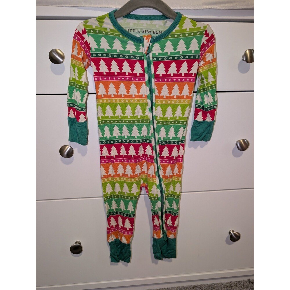 Bums and Roses Treemendously Bright Zippy Romper 9-12m